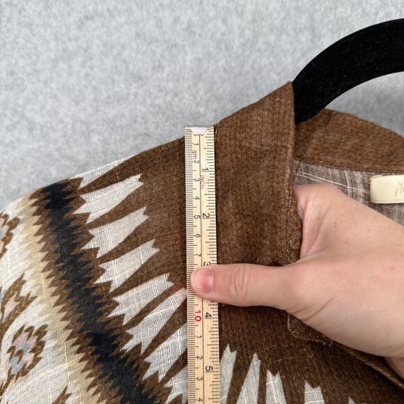 Mes Demoiselles Chevin Blouse Size FR 40/US 8 Neutral Peruvian Pattern Bat Wing - Picture 13 of 14